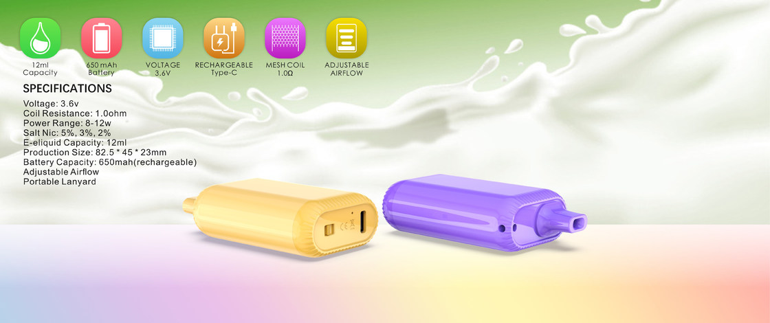 Disposable Pod Device 12ml 8000Puffs Portable Lanyard 650mAh Rechargeable